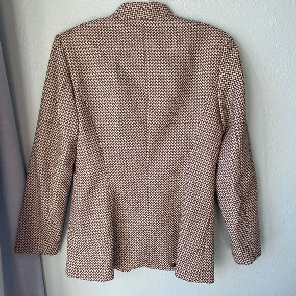Vintage Talbots Houndstooth Brown Fitted Blazer Women's Size 6 - Picture 7 of 13